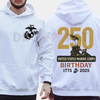 Marines 250th Birthday Hoodie – USMC 250 Year Anniversary Pullover by Dog Mom Hat