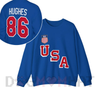 Retro USA Hockey Jack Hughes #86 Sweatshirt by Dog Mom Hat