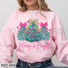 "Merry & Bright" Tree Sweatshirt with Festive Lights & Bows by Dog Mom Hat
