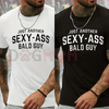 Bald Guy Print Men’s Crew Neck T-Shirt by Dog Mom Hat