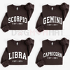 Custom Zodiac Sweatshirt with Est Year by Dog Mom Hat