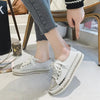Womens Leopard Sneakers Women Canvas Shoes Leisure Lace-Up Sneakers Rhinestone Shiny Flat Charming Shoes Platform Leisure Low Sneakers by Stevvex