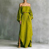 Off-Shoulder Top & Asymmetrical Maxi Skirt Set – Women's 2-Piece Outfit by FitiqueFit