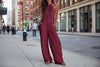 Women's Sleeveless Open-Back Wide-Leg Pleated Jumpsuit by FitiqueFit