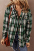 Dark Green Drawstring Pocketed Plaid Hooded Jacket Cozy & Trendy Checkered Outerwear For All Seasons by Stevvex