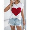 Women’s Heart Color Block Knit Top – Casual Sleeveless Valentine Tank by FitiqueFit