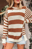 Black Stripe Drop Shoulder Sleeve Patchwork Baggy Sweater by Wild and Free Boutique