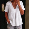 Women's Pleated Cotton-Linen Short-Sleeve Shirt – 5 Colors S–XXL by FitiqueFit