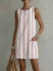 Women's Striped Color-Block Sleeveless Mini Dress – Loose Fit by FitiqueFit