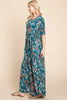 Printed Shirred Maxi Dress For Women – Flattering Shirred Maxi Dress, Comfortable Printed Maxi Dress, Chic Floral Dress, Stylish Shirred Dress, Elegant Maxi Dress, Versatile Printed Dress, Comfortable Fashion by Stevvex