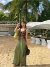 Vacation Style High Waist Slit Chiffon Wide-leg Pants