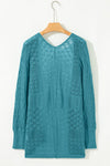 Jet Stream Mix Pattern Hollow Knit Open Front Cardigan