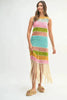 Multi Color Fringed Crochet Knit Dress For Women – Crochet Knit Dress, Fringed Dress, Multi-Color Dress, Bohemian Knit Dress, Festival Dress by Stevvex