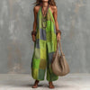 Women's Plaid Print Jumpsuit – Sleeveless, Wide-Leg, Suspender Style