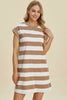 Full Size Striped Round Neck Cap Sleeve Mini Dress For Women – Striped Mini Dress, Full-Size Round Neck Dress, Comfortable Cap Sleeve Dress, Chic Striped Dress, Flattering Mini Dress, Casual Everyday Dress, Versatile Striped Dress by Stevvex