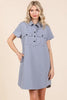 Button Detail Collared Neck Short Sleeve Shirt Dress For Women – Classic, Elegant, Chic, Trendy, Versatile Shirt Dress by Stevvex