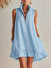 Women's Casual Loose Half-Zip Sleeveless Dress with Ruffle Hem by FitiqueFit