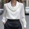 Elegant Satin Blouse - Women's Versatile Long Sleeve Shirt by FitiqueFit