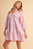 Notched Balloon Sleeve Tiered Mini Dress For Women–Trendy, Chic Style with Modern Balloon Sleeves, Tiered Layers for a Playful & Flirty Look by Stevvex