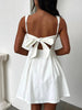 Dark Blue Bow Back Square Neck Mini Dress Luxury Feminine & Flattering Dress For Girls by Stevvex