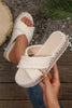 White Pompom Knit Platform Slide Slippers by Wild and Free Boutique