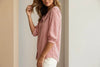 Striped V-Neck Top – Three-Quarter Sleeve Casual Shirt by FitiqueFit