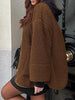 Modern Cozy Women Luxuriously Cozy Contrast Button Up Sherpa Jacket with Pockets For Fall & Winter by Stevvex
