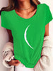 Wide Collar Printed T-Shirt – Casual Short Sleeve Top for Women by FitiqueFit