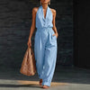 Women's Knitted V-Neck Slim-Fit Cropped Jumpsuit by FitiqueFit