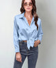 Women’s Satin Lapel Button-Down Blouse by FitiqueFit