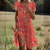 Ethnic Print Midi Dress – Scoop Neck Geometric Pattern Boho Dress by FitiqueFit
