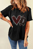 Black Rhinestone Rugby Heart Shape Graphic Crewneck T Shirt by Wild and Free Boutique