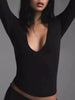 V-Neck Long Sleeve Crop T-Shirt by Simply Love