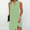 Ladies’ Notch V‑Neck Pleated Petal‑Sleeve Maxi Dress by FitiqueFit