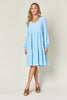 Light Green Double Take Full Size V-Neck Sleeve Tiered Dress with Pockets Elegant & Comfortable Casual Dress by Stevvex