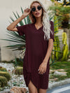 V-Neck Short Sleeve Mini Dress
