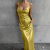 Textured Mirror-Finish U-Neck Slip Maxi Dress with Pockets by FitiqueFit