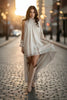 High Neck Asymmetric Maxi Chiffon Dress – Loose Fit Long Sleeve by FitiqueFit