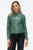 Women Classic Snobbish Faux Leather Zip-Up Drawstring Hooded Jacket Edgy & Casual PU Leather Jacket For Streetwear by Stevvex