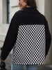 Black Checkered Snap Down Long Sleeve Jacket Stylish & Functional Buttoned Outerwear by Stevvex