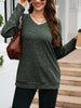 V-Neck Textured Knit Long Sleeve T-Shirt by Simply Love