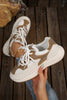 White Rhinestone PU Leather Platform Casual Sneakers by Wild and Free Boutique