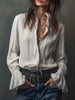 Women's Ruffled Sleeve Resort Shirt – Stretch Casual Long Blouse by FitiqueFit
