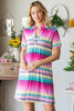 Colorful Full Size Striped Short Sleeve Mini Tee Dress Plus Size Casual Essential Summer Dress by Stevvex