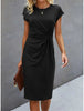 Front Knot Bodycon Midi Dress – Round Neck Sleeveless Tie Dress by FitiqueFit