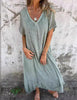 Women's Fashion Temperament Cotton Linen V-neck Semi-formal Dress