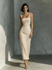 Square Neck Sling Dress – High Waist Midi Dress by FitiqueFit