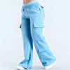 Women's Loose-Fit Casual Pants with Pockets – Solid Color Two-Tone Label by FitiqueFit