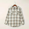 Women's Plaid Button-Up Long Sleeve Jacket by FitiqueFit