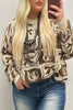 Brown Bow Horseshoe Print Checkered Plus Size Sweater by Wild and Free Boutique